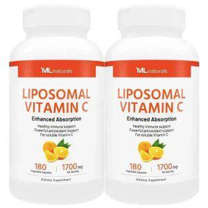 신제품! 2병 마이라이프 내추럴스 리포좀 비타민 C 1700mg 180 야채캡슐