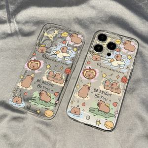 최신 귀여운 아이폰 케이스 투명 카피바라 친구들 / 핸드폰케이스 16 15 14 13 프로 플