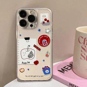 최신 귀여운 아이폰 투명 케이스 스마일 사과 / 핸드폰케이스 16 15 14 13 프로 플러스