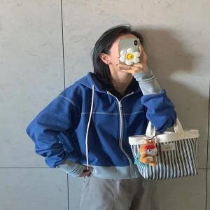 로우드 라인 세미크롭 후드집업 (2 color)