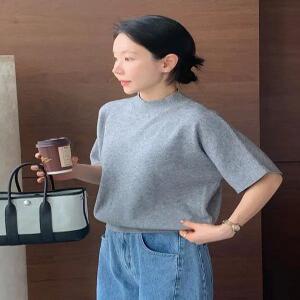 아워르 반하이넥 모달 반팔 니트 (2 color)