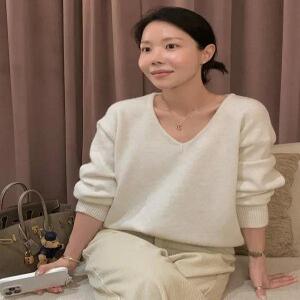 래빗퍼 울 심플 브이넥 니트 (3color)