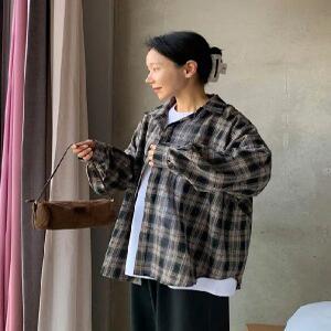 블랙 쉐인 체크 오버핏 셔츠 (one color)