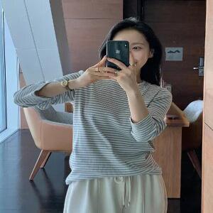 스프링 골지 단가라 라운드넥 티셔츠 (6 color)