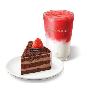 [파스쿠찌] 딸기 라떼(R) + 오! 마이 초코(조각)