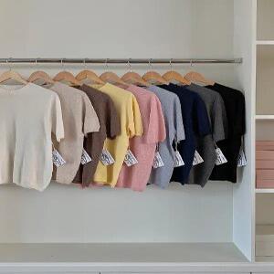 홀가 루즈핏 라운드넥 반팔 니트 (9 color)