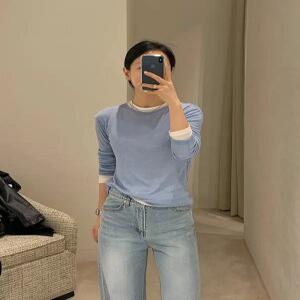 클린 텐셀 레이어드 라운드넥 긴팔티 (10 color)