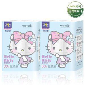 헬로키티 핑크리본 4겹 화장지 20m 30롤 2팩
