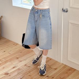 [제작/빅사이즈]이블렛 엔므아 워싱 버뮤다 데님 팬츠 제이스타일