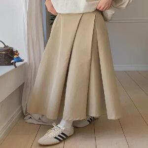 르엔 랩 핀턱 뒷밴딩 롱 스커트 (2color)