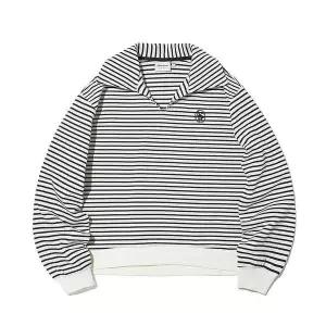 우먼스 크롭 카라 맨투맨(시밀러) O화이트 ITY1TM57AOH_CC