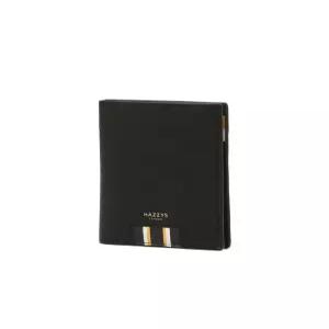 헤지스 액세서리 25FW [ROWING STRIPE] 블랙 컬러배색 소가죽 중지갑 HJWA5F507BK