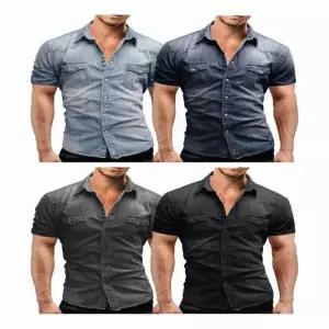 남방 셔츠 데님 빈티지 워싱 남자 청남방 반팔 캐주얼