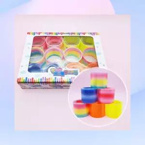 탄성 우수 형광 파스텔 무지개링 고전놀이 스프링장난감 추억