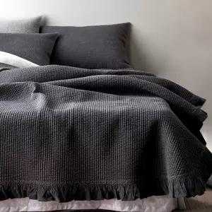 [바숨]순면워싱 피그먼트 프릴이불 겸 침대패드 패밀리 200x230