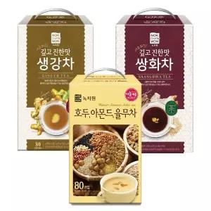 [녹차원] 오피스대용량분말3종 (율무차80스틱+쌍화차80스틱+생강차80스틱)