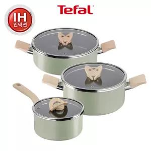 테팔 인덕션 블라썸 민트냄비 3종(편수18+양수20+전골24)