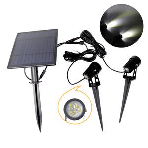 CY LED 태양광 이중수목등 3구 3W 주광색 팩타입 정원등 야외 공원 수목등