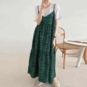 [보리보리/보리맘]레오 뷔스티에 빅사이즈 끈 원피스 여름 임부복 태교 해외 여행 룩 F540