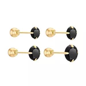 [골드피아] 14K 심플 블랙큐빅 피어싱 (1개)