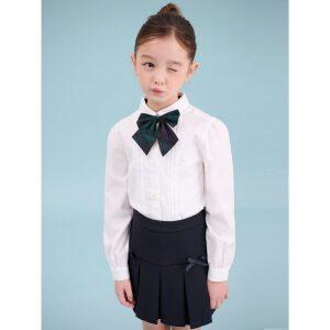 [BEANPOLE KIDS] [Essential] 여아 옥스포드 셔츠 & 리본타이 세트  화이트 (BI5164GE11)