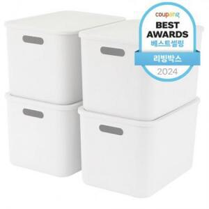 엠비코 다용도 팬트리 리빙박스, 화이트, L, 4개 one option