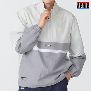 스프리스 남성 3단 배색 아노락 점퍼 그레이