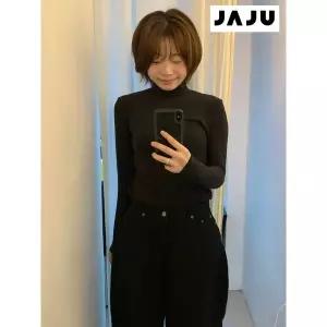 [하프클럽/자주]블랙 여 JAJU HEAT 터틀넥 긴팔 티셔츠 J422402004