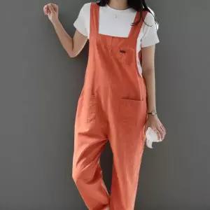 아트박스/신상오픈런 여성 여름 린넨 멜빵 점프수트 스타일 배기핏