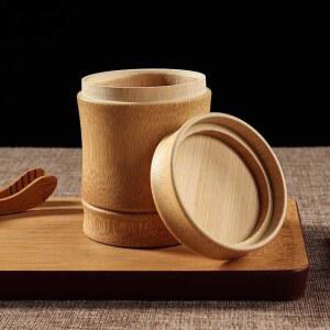 고급 대나무 차 밀봉 차문자 보관 다도 차통 찻잎 보이차 저장 소형