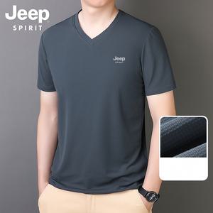 JEEP 지프 남자 반팔티 V넥 기능성 쿨링 여름 반팔 티셔츠 M-9XL