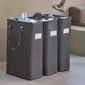 [리본제이]재활용 분리수거함 캐리백 슬림형 3P세트 / 옥스포드 원단 가정용 휴지통