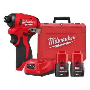 밀워키 M12 BLIDRC-202C 충전 임팩 드릴 12V 2.0Ah 배터리 2개 세트