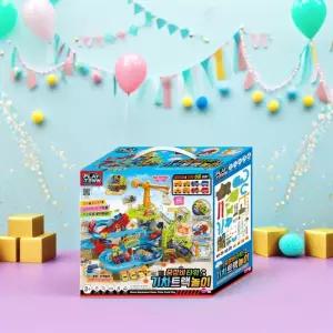 중장비타워 기차트랙놀이 미니카 자동차 슬라이딩 트랙 타워 자동 작동 공사장 롤러코스터