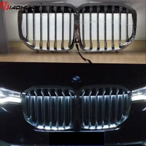 [호환] BMW X5 G05 X6 G06 X7 G07 2019-2024 자동차 앞 신장 LED 그릴 광택 블랙 실버 스포츠 M 스타일 튜
