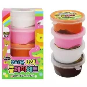 JB 부드러운 4색 클레이 세트 안심 클레이 액괴 슬라임 점토만들기 t71056 제이발전소
