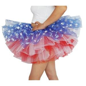 여성 레드 화이트 블루 투투 미국 스타 스커트 아메리칸 플래그 툴 스커트 성인 10대 5겹 할로윈 코스튬 러닝 투투