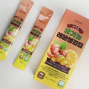 하루톡 유기농 레몬 생강즙 환절기 액상 스틱 원물 압착 100프로 14포