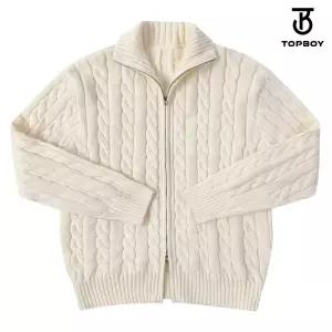 남녀공용 투웨이 소프트 울 꽈배기 니트 집업 가디건 (WI006)