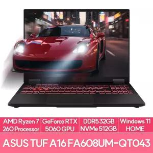 ASUS TUF A16 FA608UM-QT043 QHD Ryzen7 RTX5060 32GB 512GB WIN11HOME 게이밍 노트북 EU
