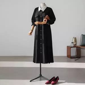 (안나앤플러스) 벨딘 카라 배색 원피스[드레스ECZ67] 빅사이즈