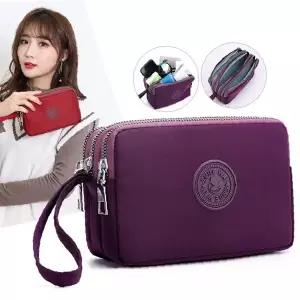 나일론 패브릭 클러치백 여성 손목 파우치 가벼운 휴대용 수납 가방 데일리 소지품