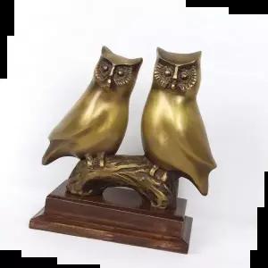 앤틱장식품 수공예 황동 잉꼬부엉이 조각상 장식 인테리어 소품