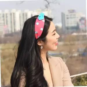 네온 컬러도트 레트로 리본 반다나 헤어밴드 5Colors