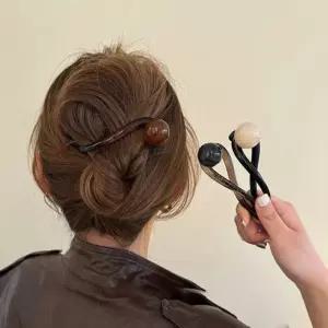 오브제 올림머리집게핀 마블볼