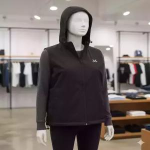 무센트 mucent 테크 나일론 후드 베스트 민소매 아노락 바람막이 조끼 (블랙 차콜)