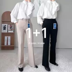 원쁠원 여성 히든밴딩 부츠컷 하이웨스트 봄 가을 키작녀 슬랙스 팬츠