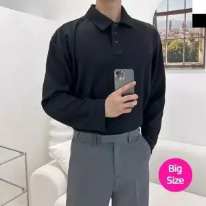 블레오 남자 빅사이즈 스판 카라 버튼 맨투맨 DM260129122