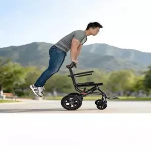 초경량 접이식 휴대용 수동 휠체어 노인용 이동식 폴딩 휠체어 간편한 보관과 휴대용 이동 보조기구