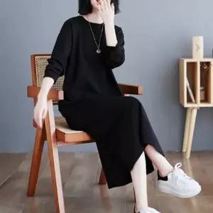 심플한 무지원피스 긴팔 맨투맨 겨울 홈웨어 원피스 (KYR-WFI30MH)